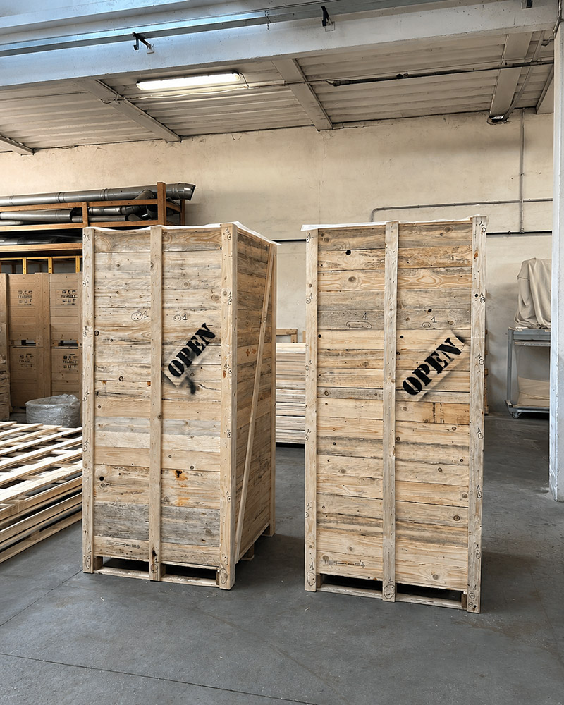 Fluida packed in its custom-built wooden crate