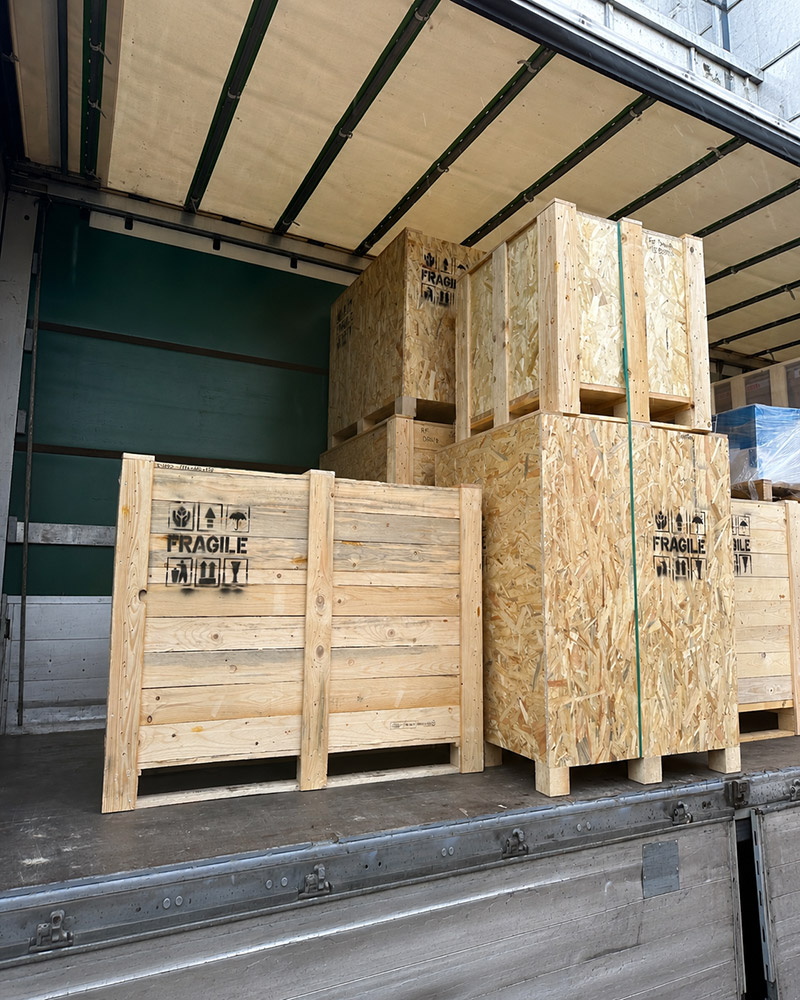 Meteora packed in its custom-built wooden crate