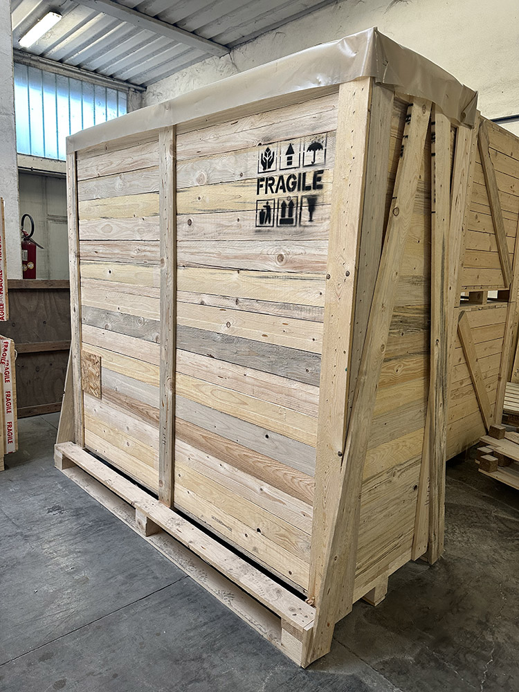 Orbis packed in its custom-built wooden crate
