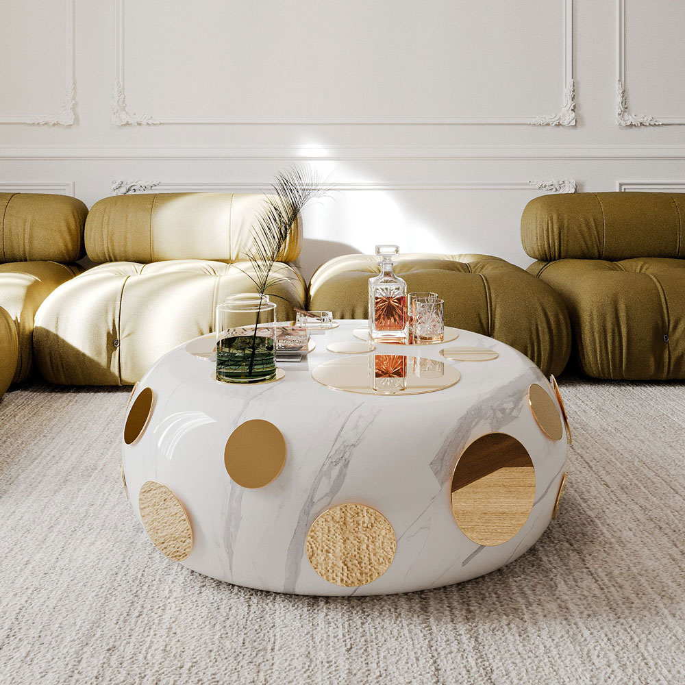 Holo the modern coffee table in Murano glass and gold