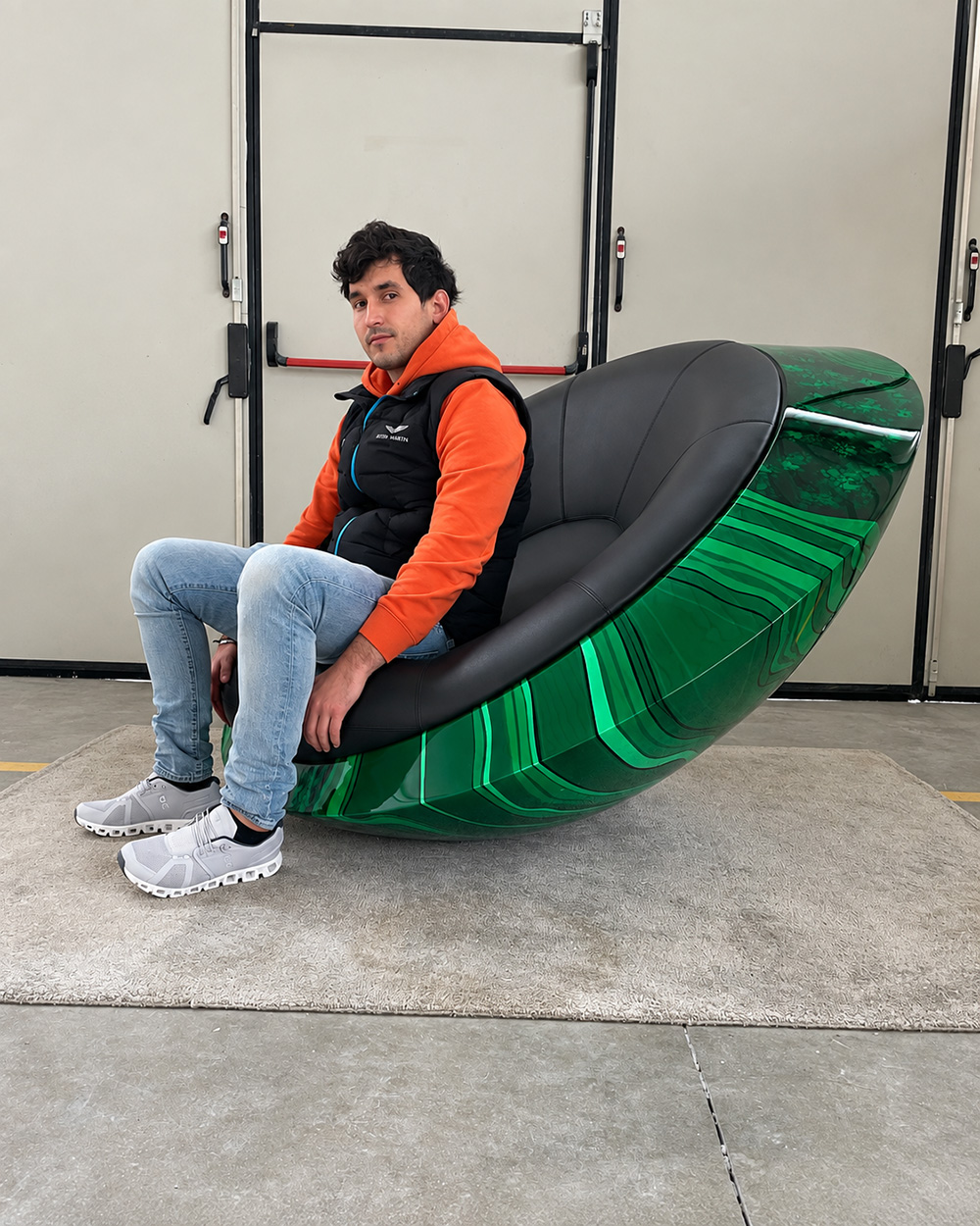 The UFO malachite stone effect armchair